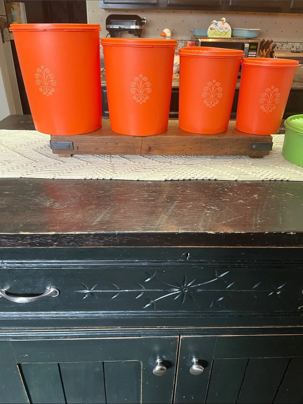 Vintage Tupperware Orange Decorative Kitchen Canister Set (4) with Bonus Items